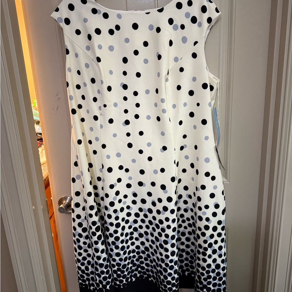 London Times Black and White Polka Dot Dress